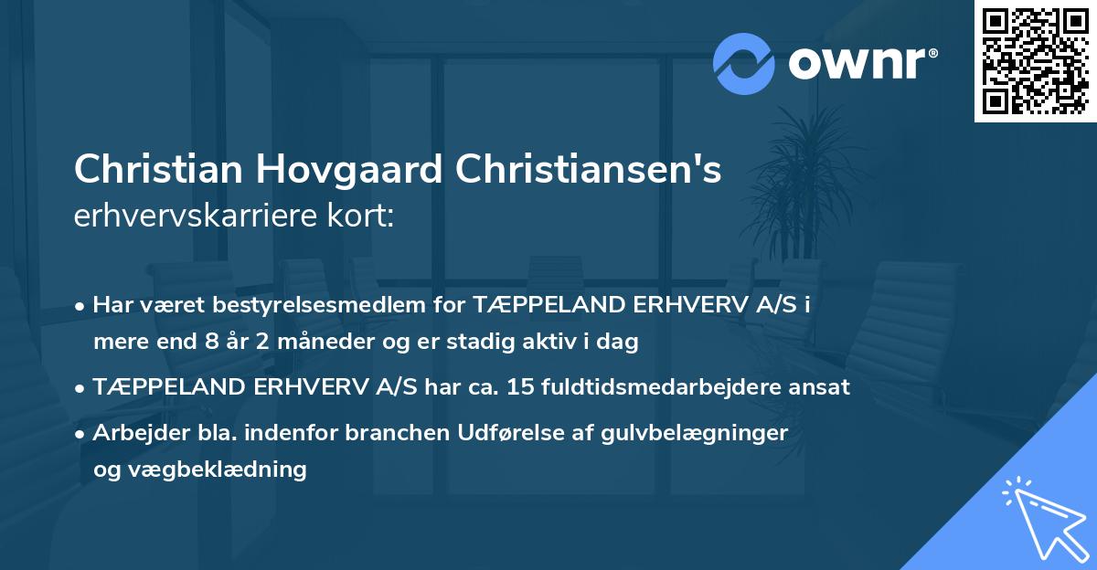 Christian Hovgaard Christiansen's erhvervskarriere kort