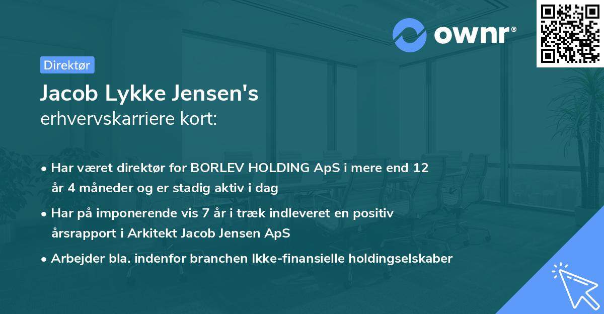 Jacob Lykke Jensen's erhvervskarriere kort