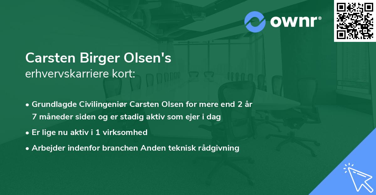 Carsten Birger Olsen's erhvervskarriere kort