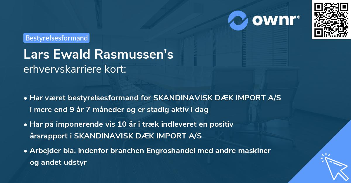 Lars Ewald Rasmussen's erhvervskarriere kort