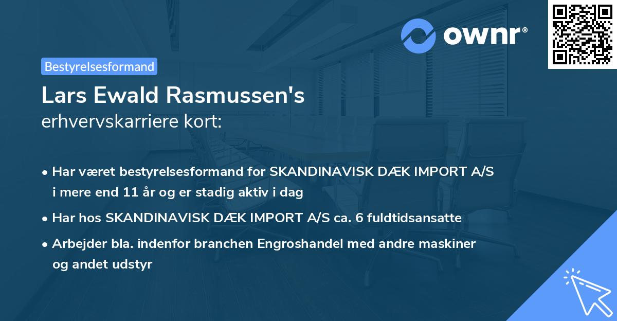 Lars Ewald Rasmussen's erhvervskarriere kort