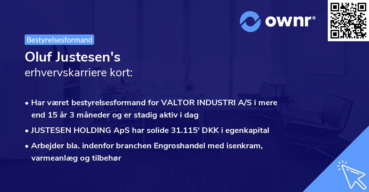 Oluf Justesen's erhvervskarriere kort