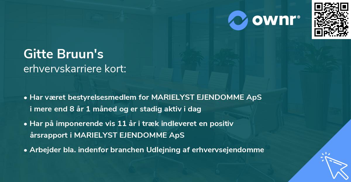 Gitte Bruun's erhvervskarriere kort
