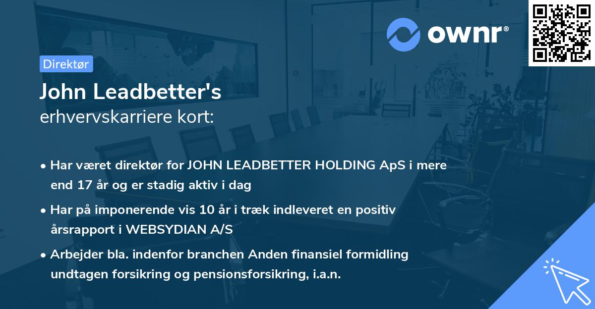 John Leadbetter's erhvervskarriere kort