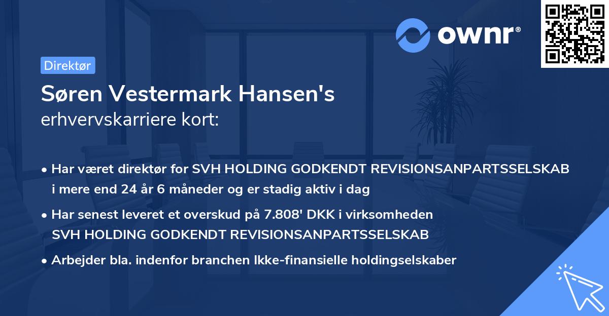 Søren Vestermark Hansen's erhvervskarriere kort