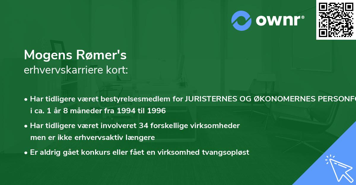 Mogens Rømer's erhvervskarriere kort