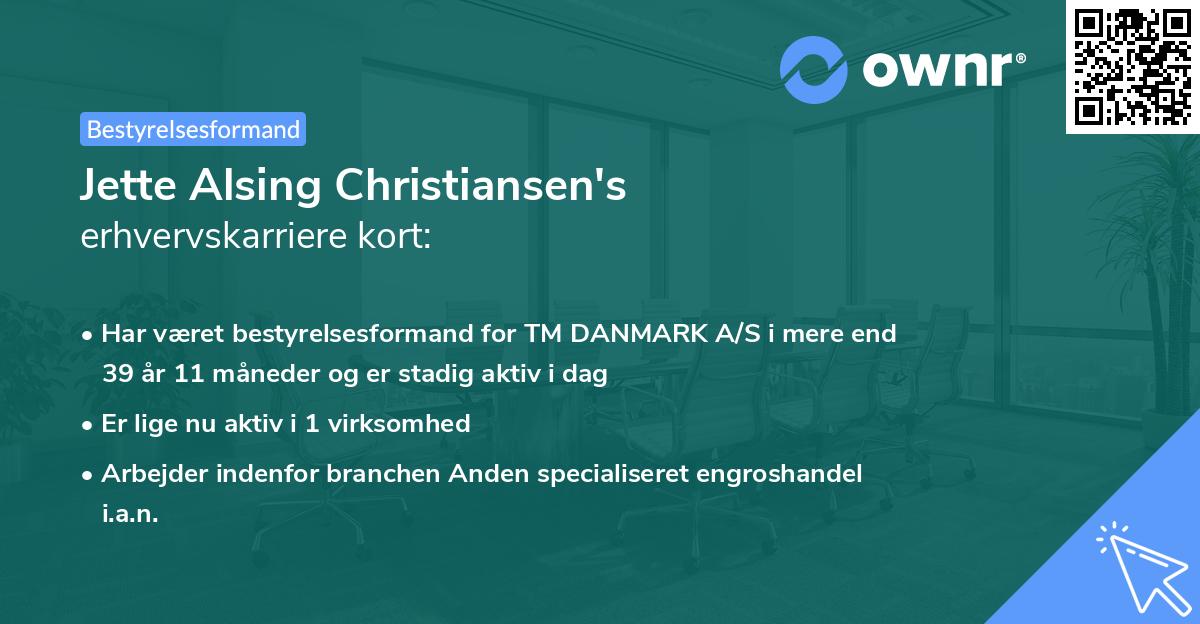 Jette Alsing Christiansen's erhvervskarriere kort