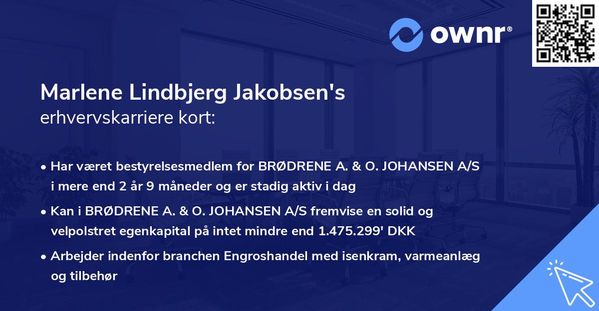 Marlene Lindbjerg Jakobsen's erhvervskarriere kort