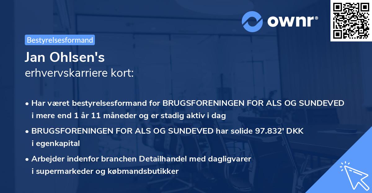 Jan Ohlsen's erhvervskarriere kort