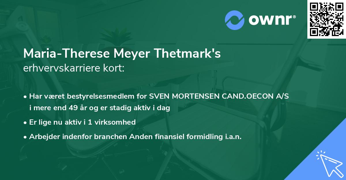 Maria-Therese Meyer Thetmark's erhvervskarriere kort