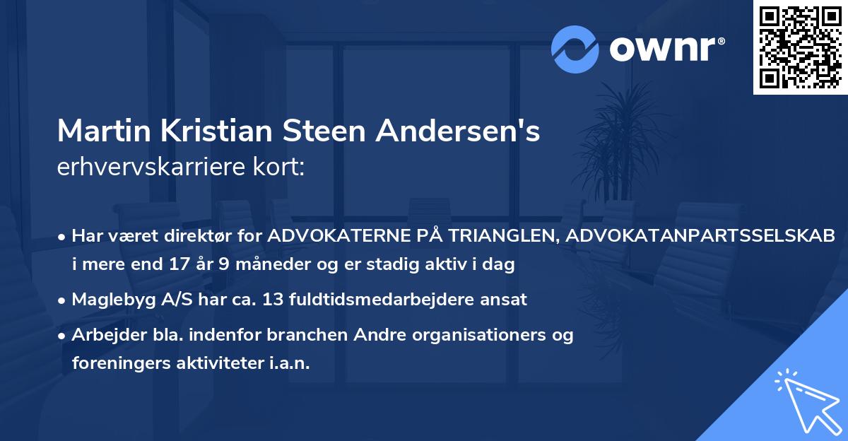 Martin Kristian Steen Andersen's erhvervskarriere kort