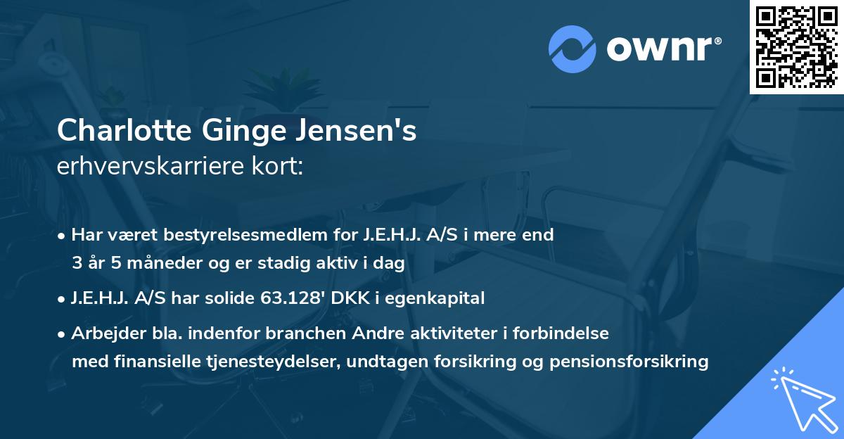 Charlotte Ginge Jensen's erhvervskarriere kort