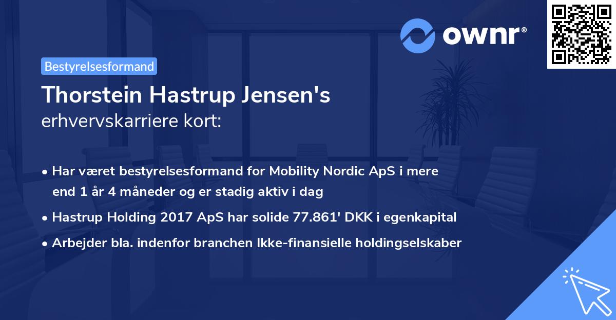 Thorstein Hastrup Jensen's erhvervskarriere kort