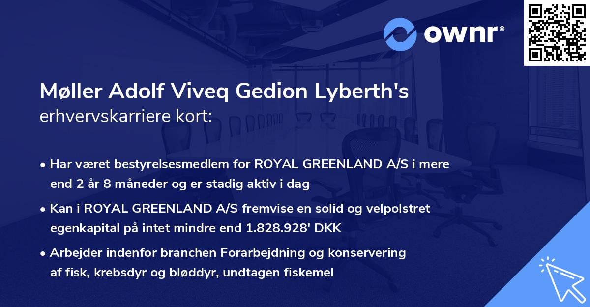 Møller Adolf Viveq Gedion Lyberth's erhvervskarriere kort