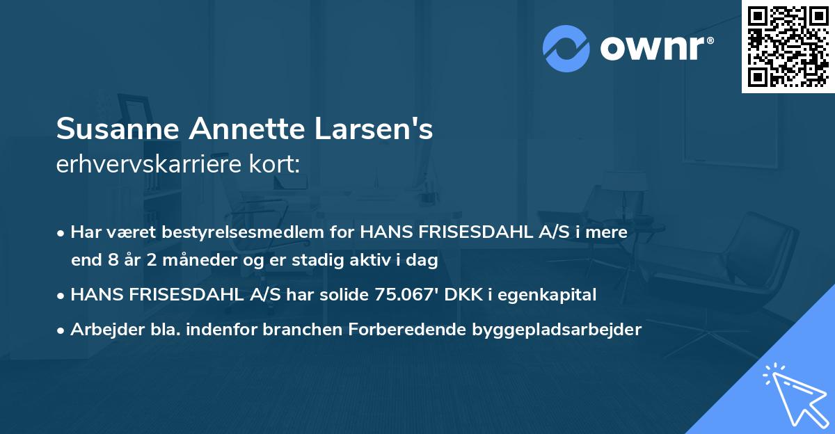 Susanne Annette Larsen's erhvervskarriere kort