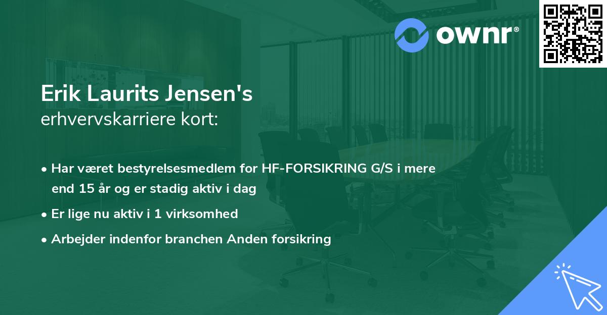 Erik Laurits Jensen's erhvervskarriere kort