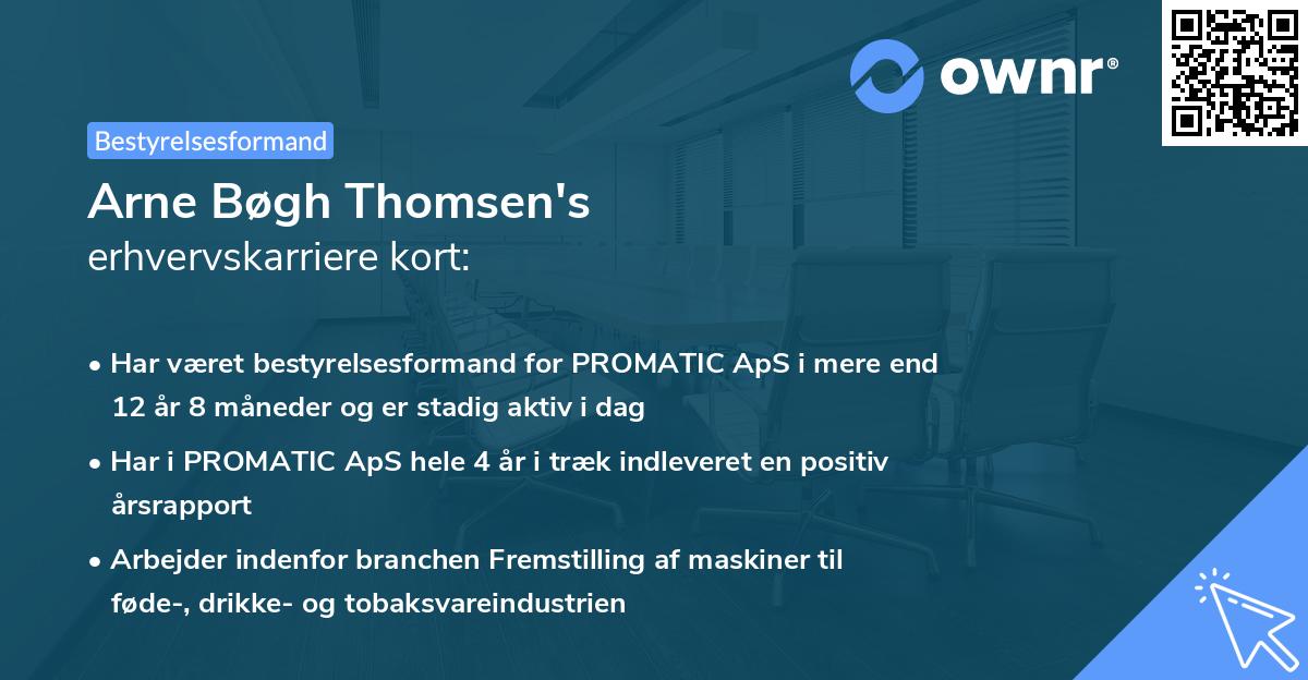 Arne Bøgh Thomsen's erhvervskarriere kort