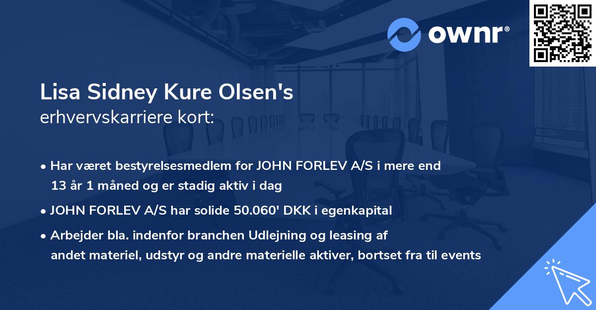 Lisa Sidney Kure Olsen's erhvervskarriere kort