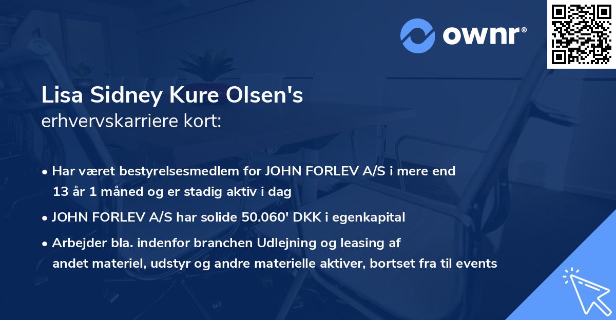 Lisa Sidney Kure Olsen's erhvervskarriere kort