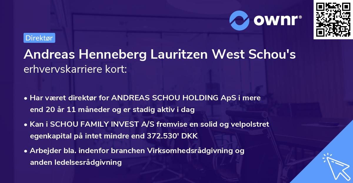 Andreas Henneberg Lauritzen West Schou's erhvervskarriere kort
