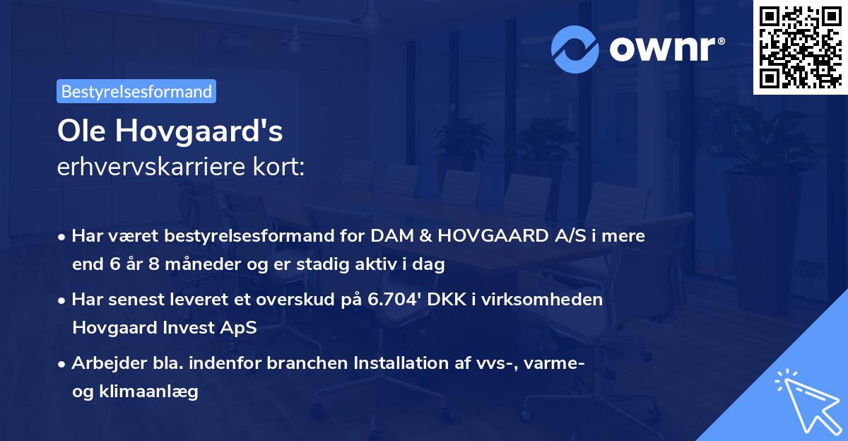 Ole Hovgaard's erhvervskarriere kort