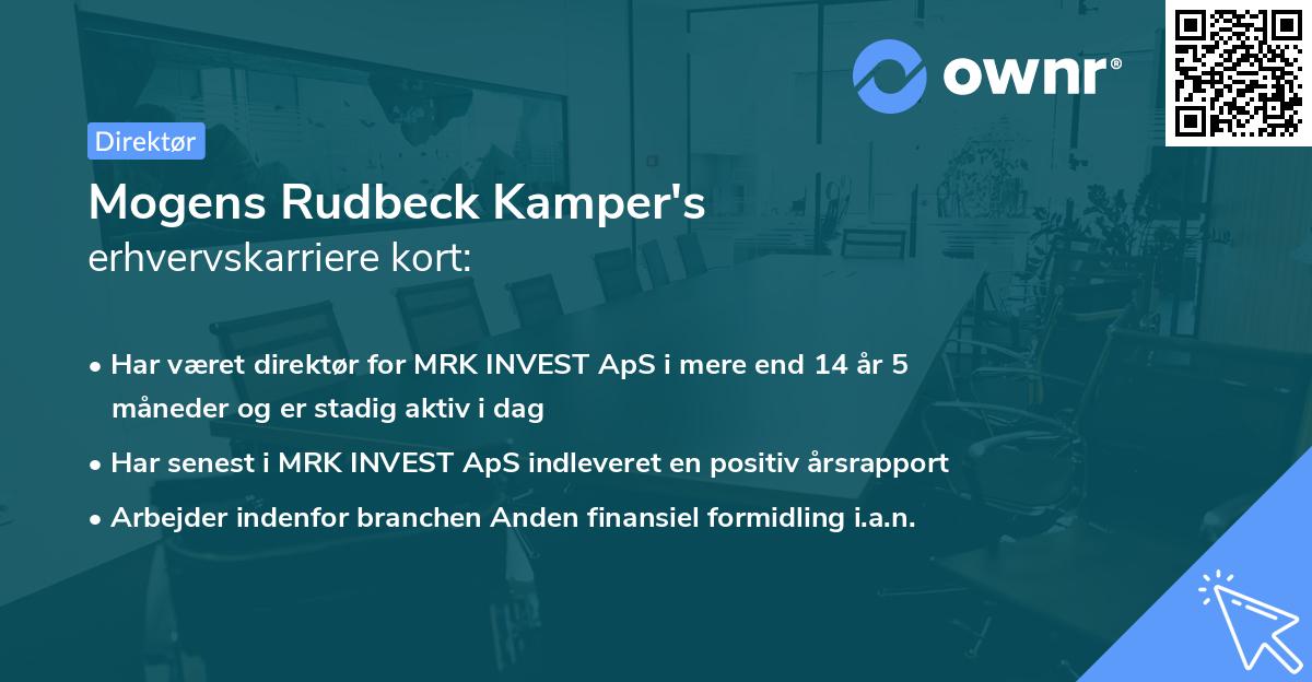 Mogens Rudbeck Kamper's erhvervskarriere kort