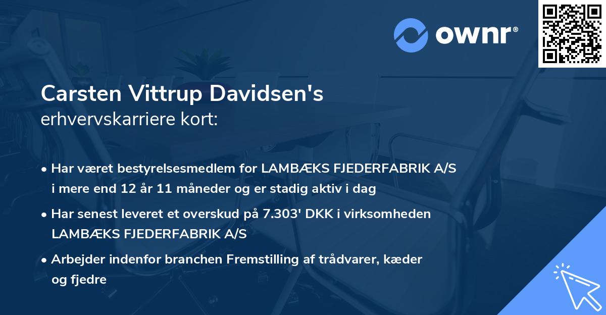Carsten Vittrup Davidsen's erhvervskarriere kort