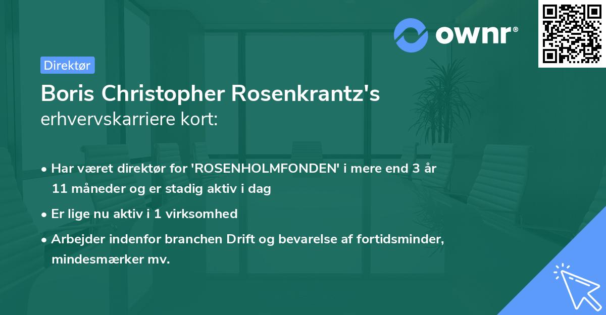 Boris Christopher Rosenkrantz's erhvervskarriere kort