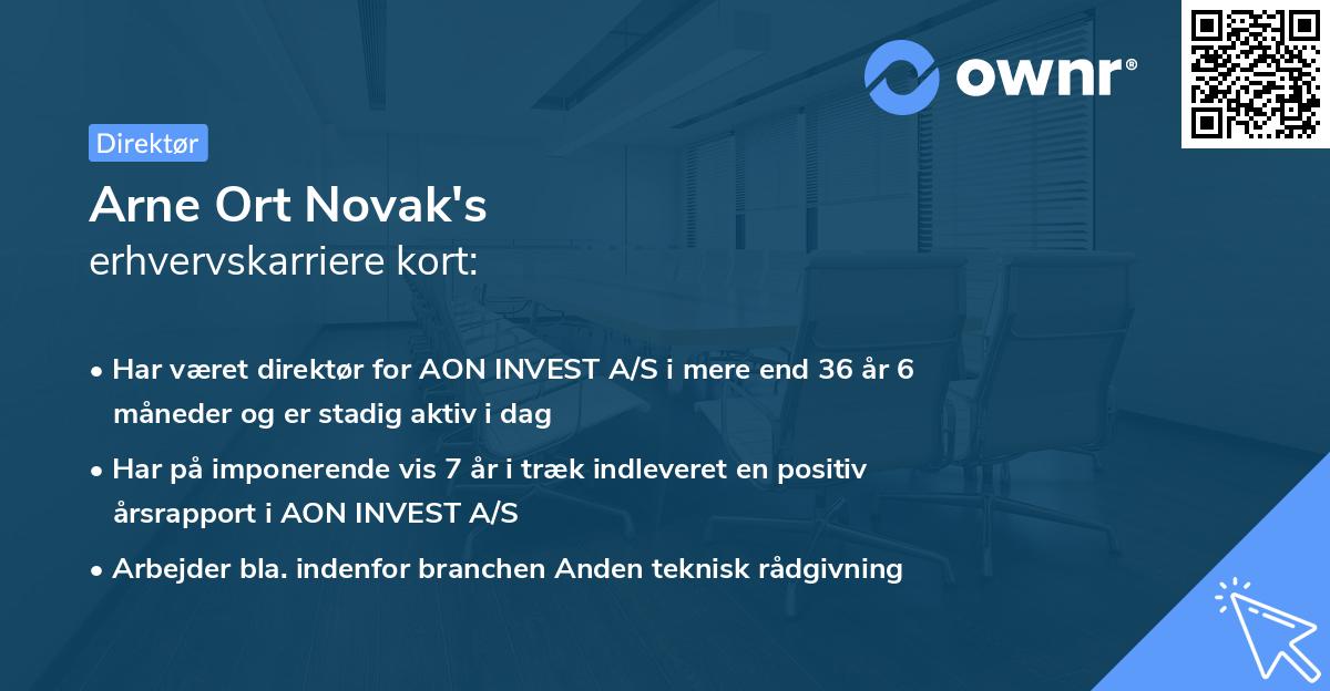Arne Ort Novak's erhvervskarriere kort