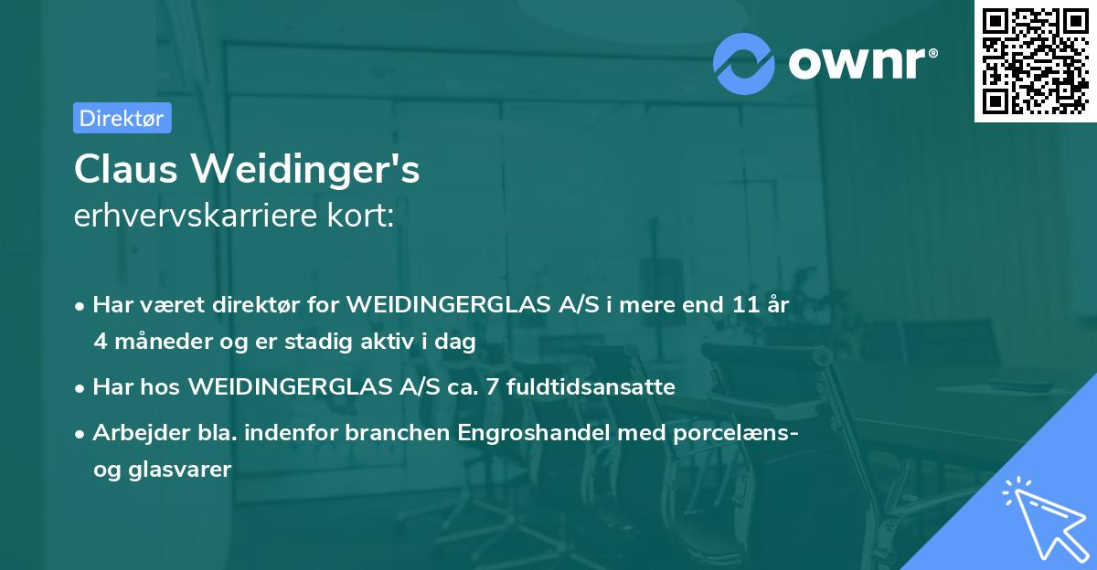 Claus Weidinger's erhvervskarriere kort