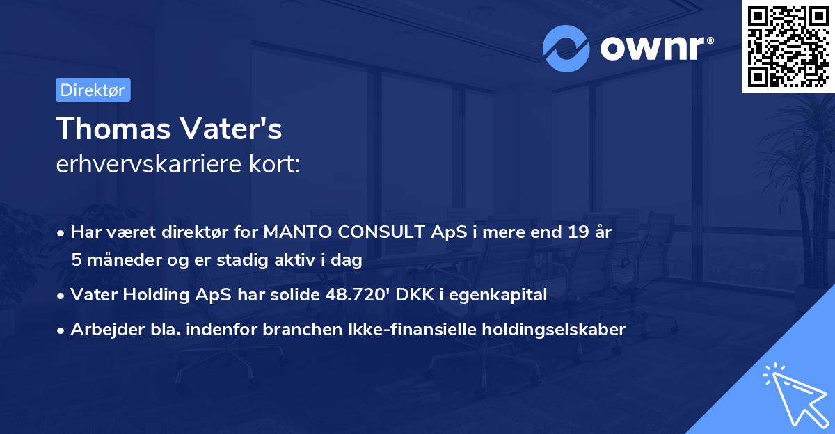 Thomas Vater's erhvervskarriere kort