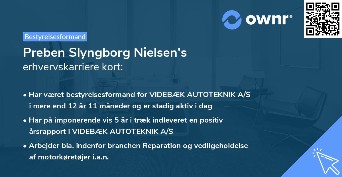 Preben Slyngborg Nielsen's erhvervskarriere kort