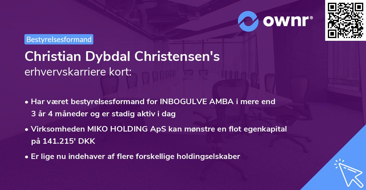 Christian Dybdal Christensen's erhvervskarriere kort