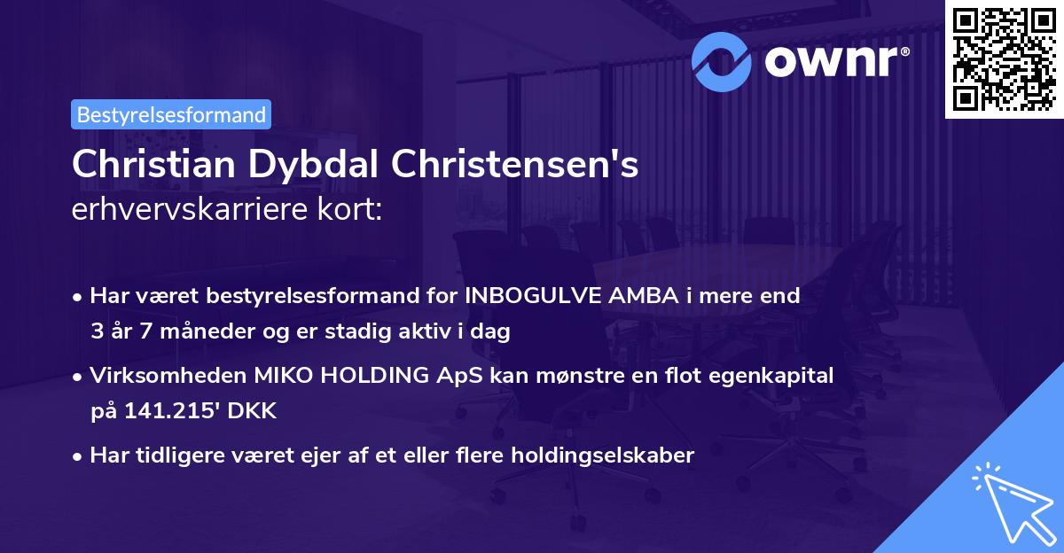 Christian Dybdal Christensen's erhvervskarriere kort