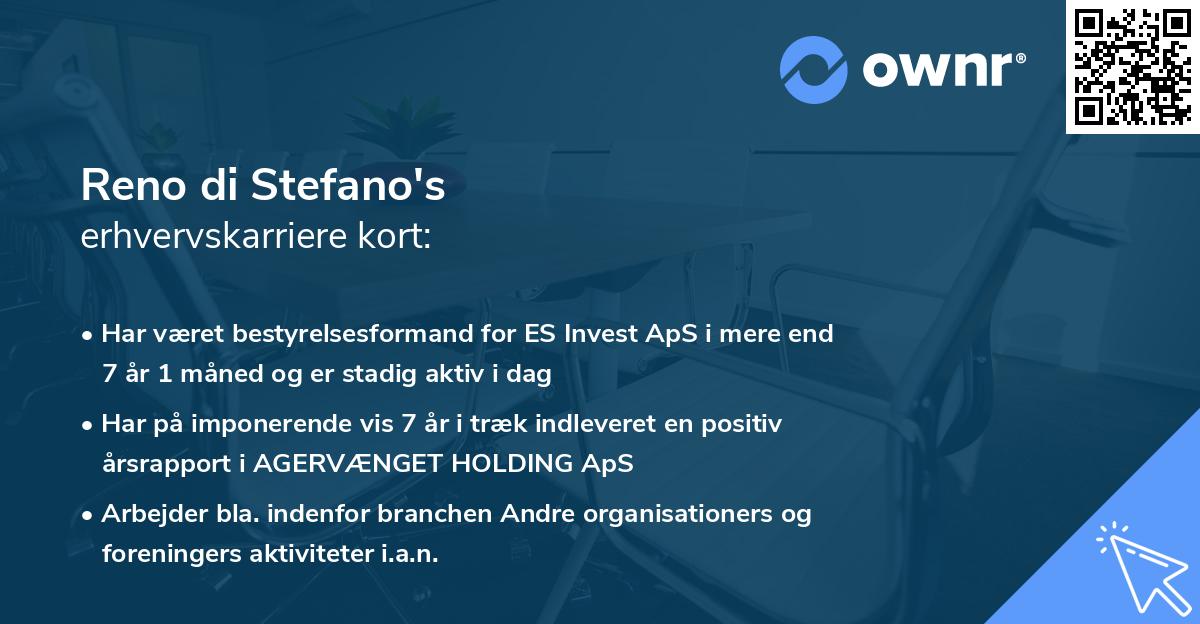 Reno di Stefano's erhvervskarriere kort