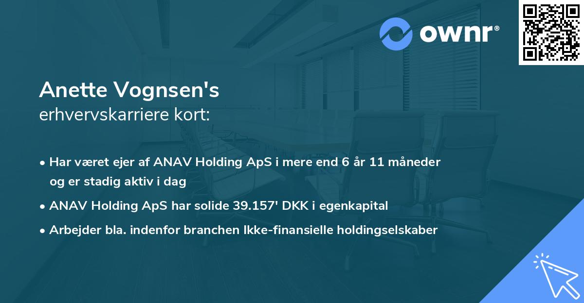 Anette Vognsen's erhvervskarriere kort