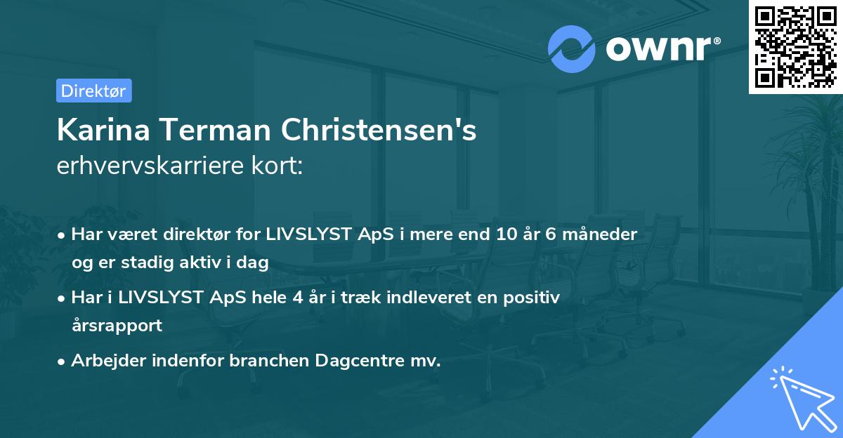 Karina Terman Christensen's erhvervskarriere kort