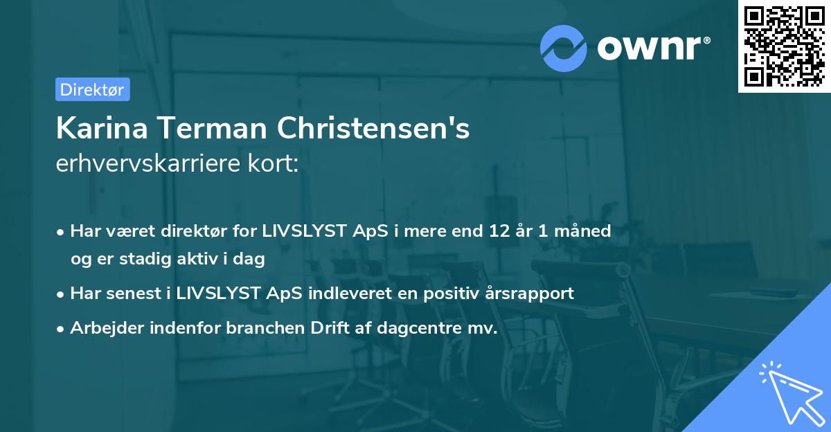 Karina Terman Christensen's erhvervskarriere kort