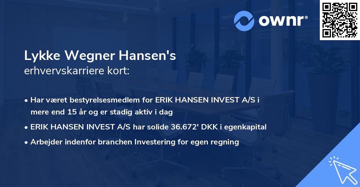 Lykke Wegner Hansen's erhvervskarriere kort