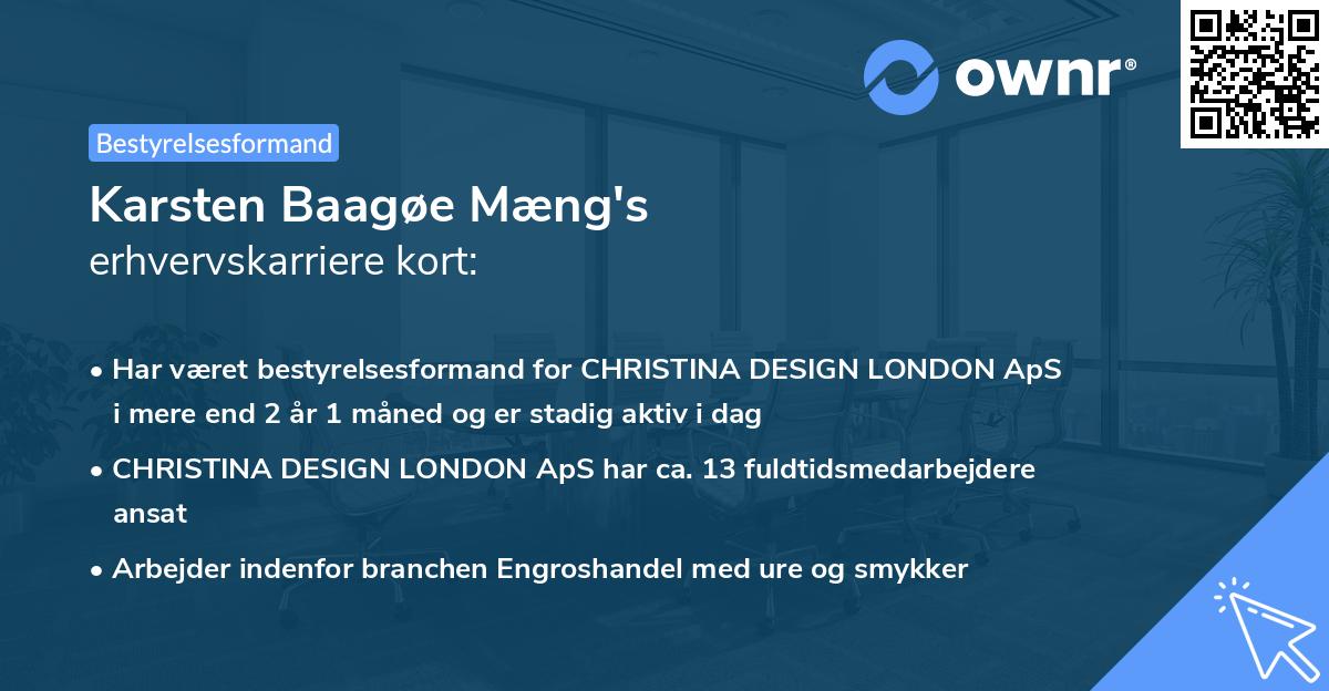 Karsten Baagøe Mæng's erhvervskarriere kort