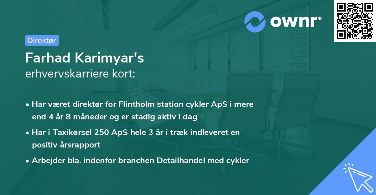 Farhad Karimyar's erhvervskarriere kort