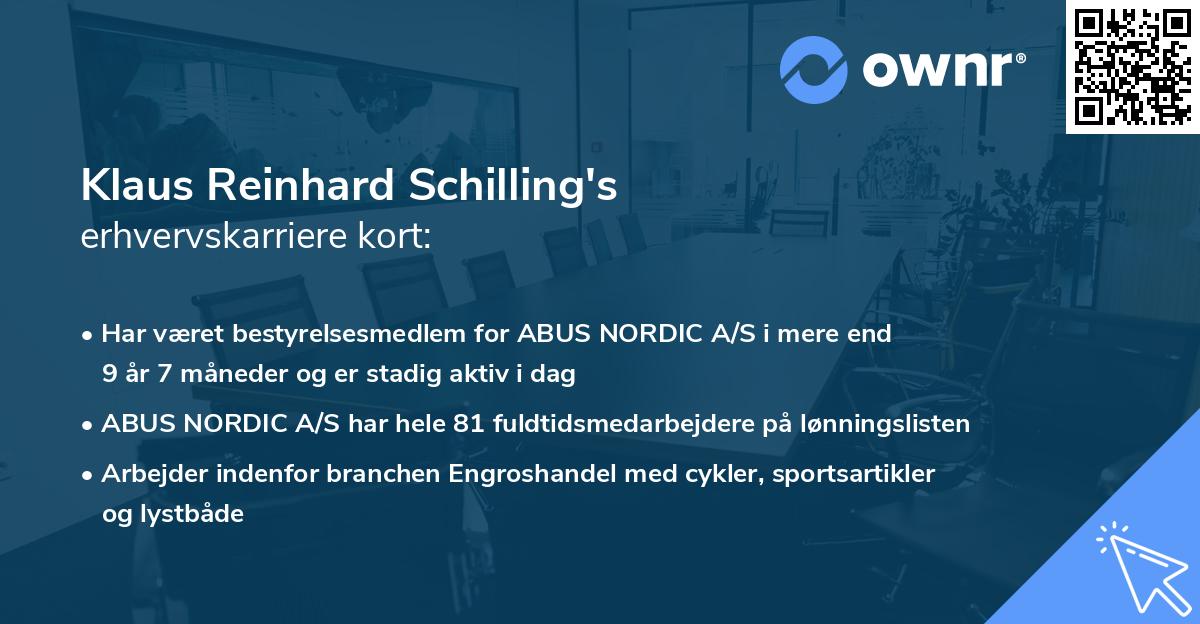 Klaus Reinhard Schilling's erhvervskarriere kort