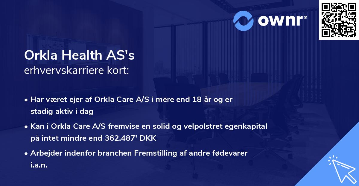 Orkla Health AS's erhvervskarriere kort