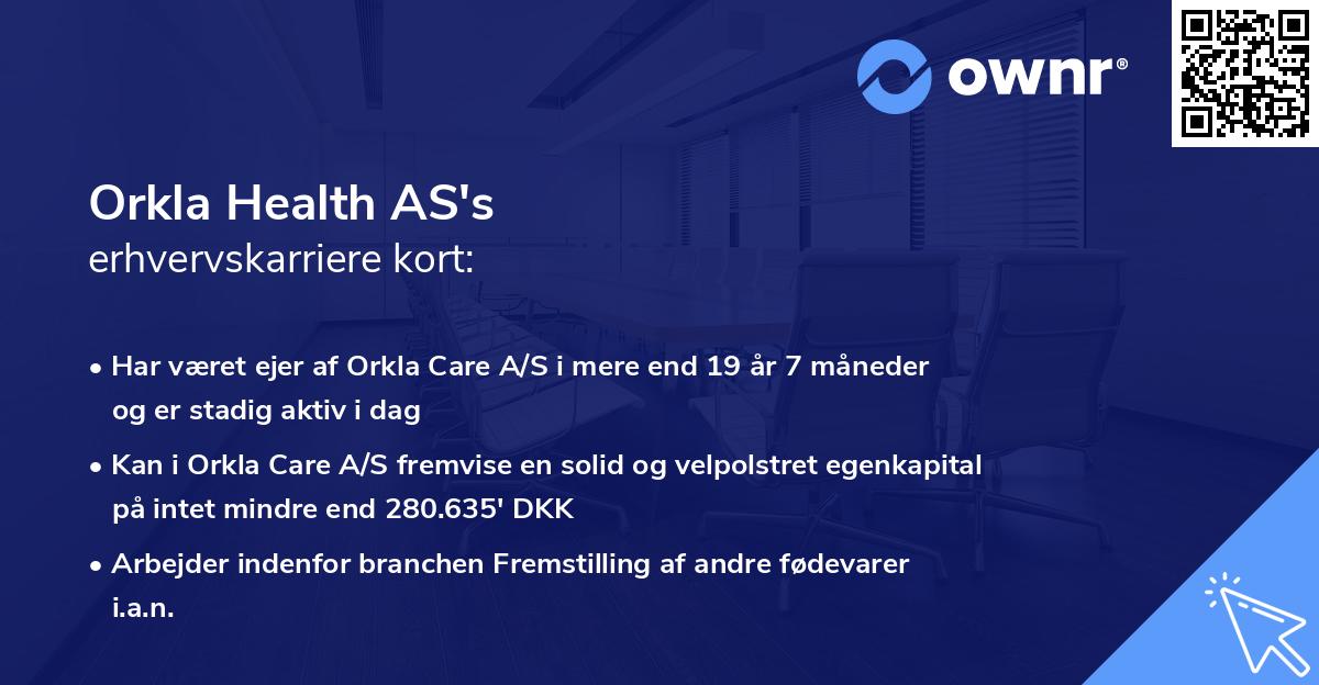 Orkla Health AS's erhvervskarriere kort