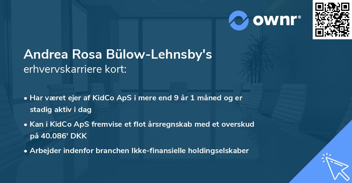 Andrea Rosa Bülow-Lehnsby's erhvervskarriere kort