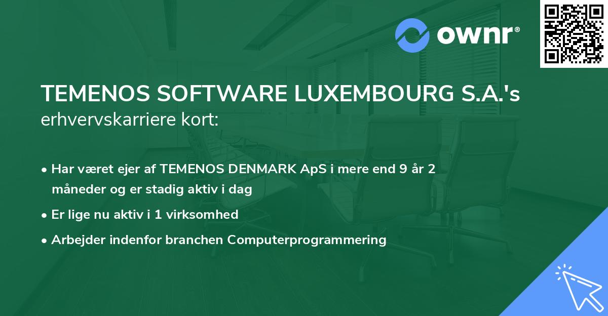 TEMENOS SOFTWARE LUXEMBOURG S.A.'s erhvervskarriere kort