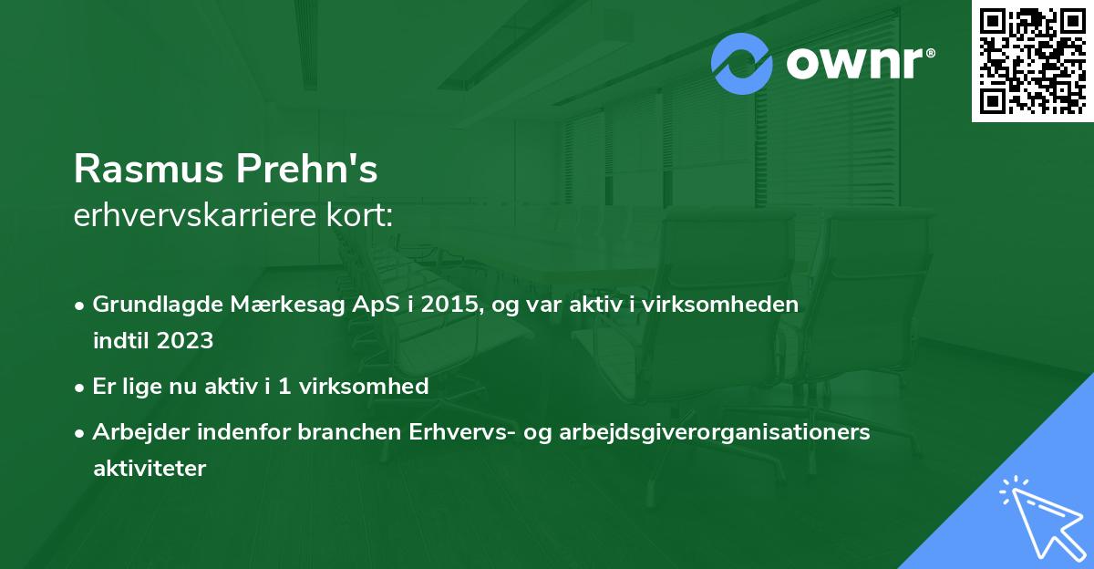 Rasmus Prehn's erhvervskarriere kort