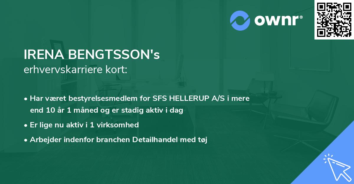 IRENA BENGTSSON's erhvervskarriere kort