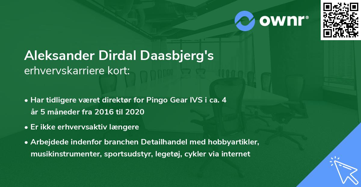 Aleksander Dirdal Daasbjerg's erhvervskarriere kort