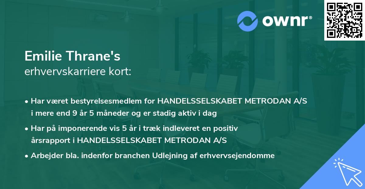 Emilie Thrane's erhvervskarriere kort